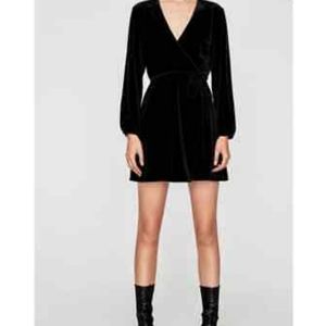 Zara velvet wrap dress